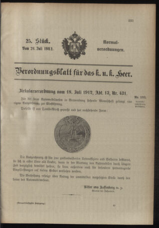 Verordnungsblatt für das Kaiserlich-Königliche Heer 19120729 Seite: 1