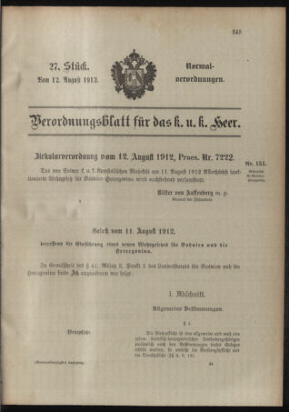 Verordnungsblatt für das Kaiserlich-Königliche Heer