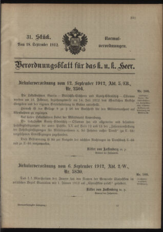 Verordnungsblatt für das Kaiserlich-Königliche Heer