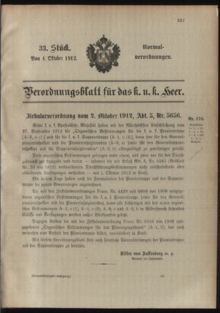 Verordnungsblatt für das Kaiserlich-Königliche Heer 19121004 Seite: 1