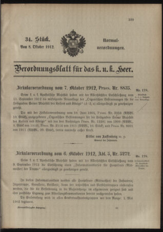 Verordnungsblatt für das Kaiserlich-Königliche Heer 19121008 Seite: 1