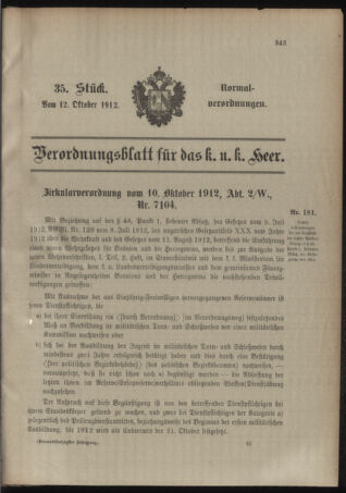 Verordnungsblatt für das Kaiserlich-Königliche Heer 19121012 Seite: 1