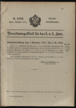 Verordnungsblatt für das Kaiserlich-Königliche Heer 19121109 Seite: 5