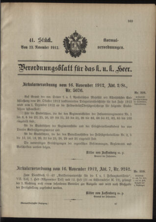 Verordnungsblatt für das Kaiserlich-Königliche Heer 19121123 Seite: 1