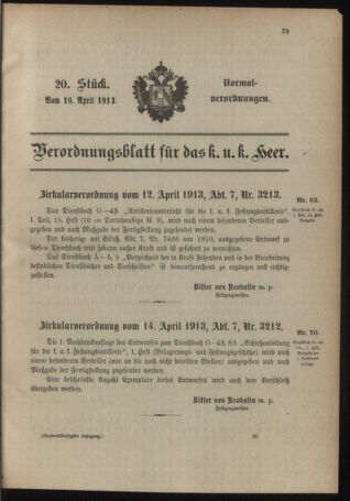 Verordnungsblatt für das Kaiserlich-Königliche Heer 19130419 Seite: 1