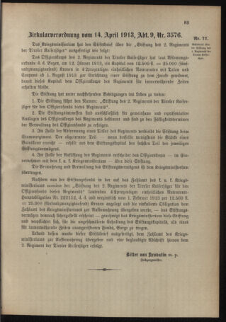 Verordnungsblatt für das Kaiserlich-Königliche Heer 19130419 Seite: 5