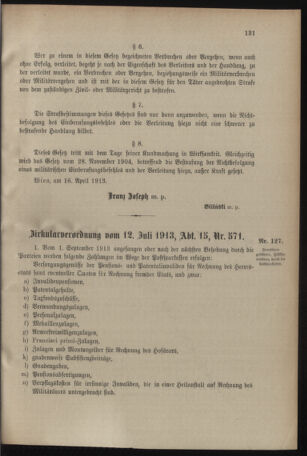 Verordnungsblatt für das Kaiserlich-Königliche Heer 19130719 Seite: 3