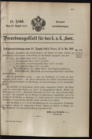 Verordnungsblatt für das Kaiserlich-Königliche Heer 19130823 Seite: 1