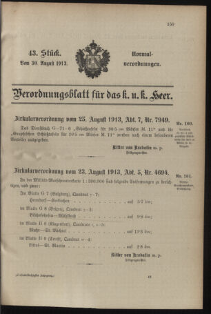 Verordnungsblatt für das Kaiserlich-Königliche Heer 19130830 Seite: 1