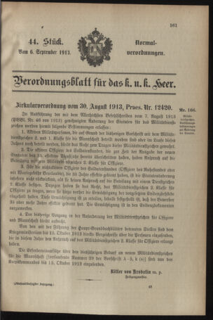 Verordnungsblatt für das Kaiserlich-Königliche Heer 19130906 Seite: 1