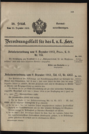 Verordnungsblatt für das Kaiserlich-Königliche Heer 19131213 Seite: 1