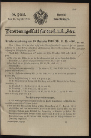 Verordnungsblatt für das Kaiserlich-Königliche Heer 19131219 Seite: 1