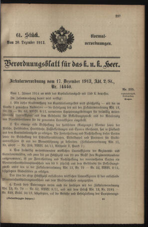 Verordnungsblatt für das Kaiserlich-Königliche Heer 19131220 Seite: 1