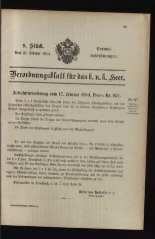 Verordnungsblatt für das Kaiserlich-Königliche Heer 19140221 Seite: 1