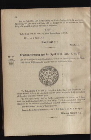 Verordnungsblatt für das Kaiserlich-Königliche Heer 19140418 Seite: 2