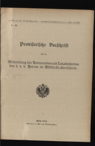 Verordnungsblatt für das Kaiserlich-Königliche Heer 19140523 Seite: 7