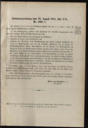 Verordnungsblatt für das Kaiserlich-Königliche Heer 19140822 Seite: 11