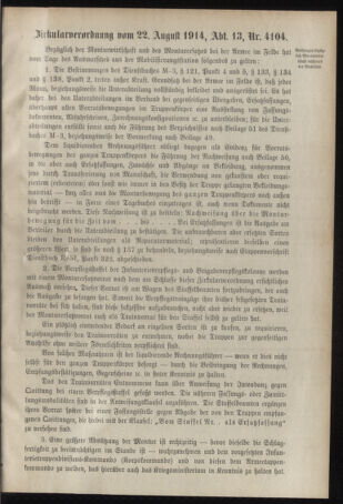 Verordnungsblatt für das Kaiserlich-Königliche Heer 19140822 Seite: 9