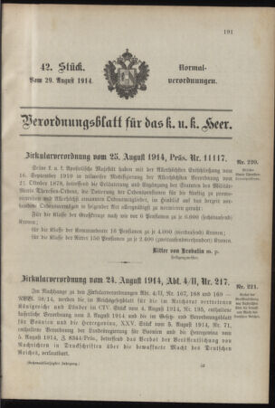 Verordnungsblatt für das Kaiserlich-Königliche Heer 19140829 Seite: 1