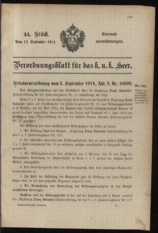 Verordnungsblatt für das Kaiserlich-Königliche Heer 19140912 Seite: 1