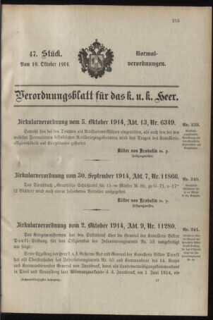 Verordnungsblatt für das Kaiserlich-Königliche Heer 19141010 Seite: 1