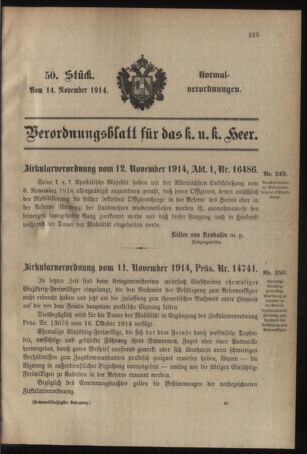 Verordnungsblatt für das Kaiserlich-Königliche Heer 19141114 Seite: 1