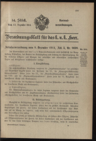 Verordnungsblatt für das Kaiserlich-Königliche Heer 19141212 Seite: 1