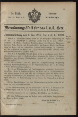 Verordnungsblatt für das Kaiserlich-Königliche Heer