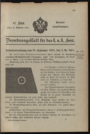 Verordnungsblatt für das Kaiserlich-Königliche Heer 19151002 Seite: 1