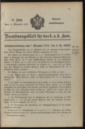 Verordnungsblatt für das Kaiserlich-Königliche Heer 19151211 Seite: 1