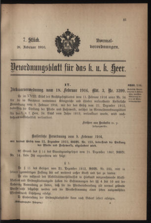 Verordnungsblatt für das Kaiserlich-Königliche Heer 19160226 Seite: 1