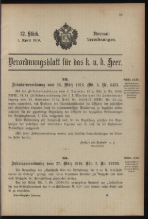 Verordnungsblatt für das Kaiserlich-Königliche Heer 19160401 Seite: 1