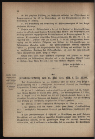 Verordnungsblatt für das Kaiserlich-Königliche Heer 19160520 Seite: 10