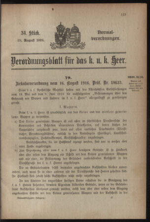 Verordnungsblatt für das Kaiserlich-Königliche Heer 19160819 Seite: 1