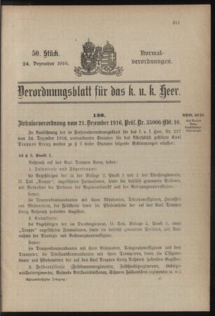 Verordnungsblatt für das Kaiserlich-Königliche Heer 19161224 Seite: 1