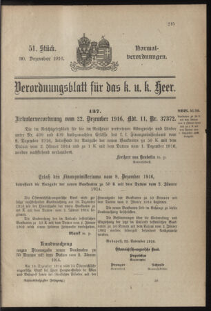 Verordnungsblatt für das Kaiserlich-Königliche Heer 19161230 Seite: 1