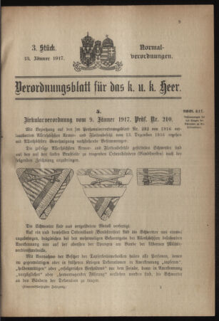 Verordnungsblatt für das Kaiserlich-Königliche Heer 19170113 Seite: 1