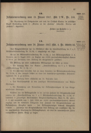 Verordnungsblatt für das Kaiserlich-Königliche Heer 19170127 Seite: 13