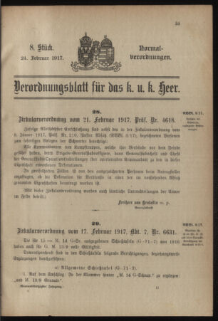 Verordnungsblatt für das Kaiserlich-Königliche Heer 19170224 Seite: 1