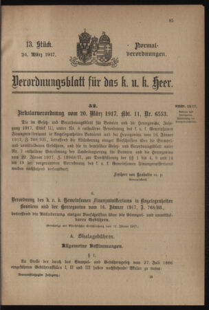 Verordnungsblatt für das Kaiserlich-Königliche Heer 19170324 Seite: 1