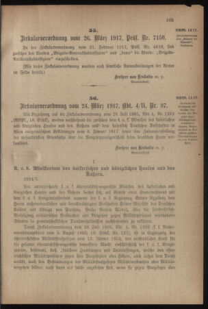 Verordnungsblatt für das Kaiserlich-Königliche Heer 19170331 Seite: 3