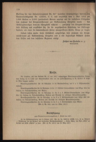 Verordnungsblatt für das Kaiserlich-Königliche Heer 19170331 Seite: 8