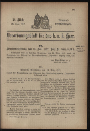 Verordnungsblatt für das Kaiserlich-Königliche Heer 19170623 Seite: 1