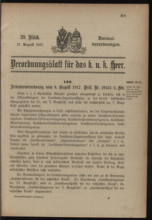 Verordnungsblatt für das Kaiserlich-Königliche Heer 19170817 Seite: 5