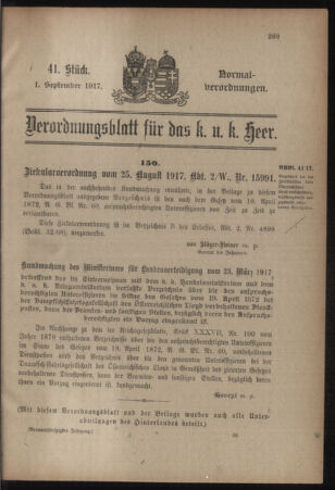 Verordnungsblatt für das Kaiserlich-Königliche Heer 19170901 Seite: 1