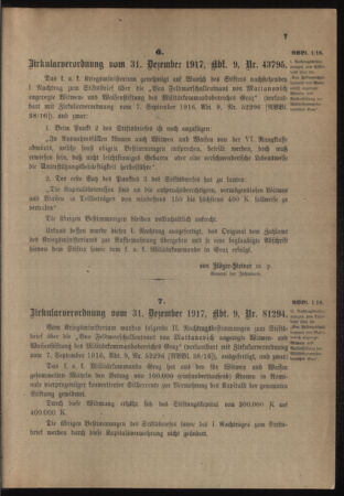 Verordnungsblatt für das Kaiserlich-Königliche Heer 19180105 Seite: 7