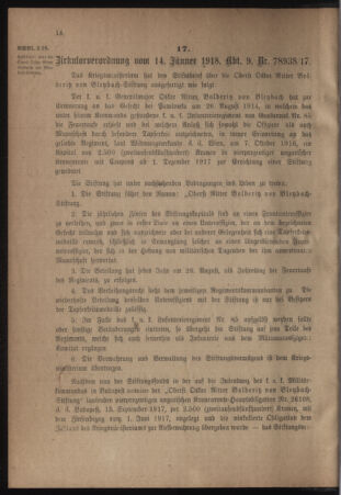 Verordnungsblatt für das Kaiserlich-Königliche Heer 19180123 Seite: 2