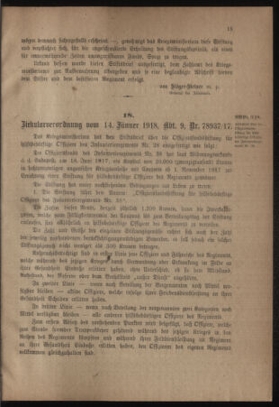 Verordnungsblatt für das Kaiserlich-Königliche Heer 19180123 Seite: 3