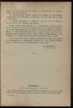 Verordnungsblatt für das Kaiserlich-Königliche Heer 19180126 Seite: 5