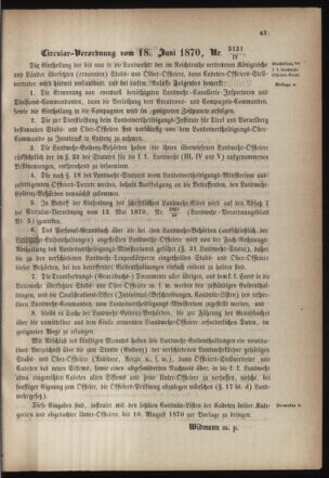 Verordnungsblatt für die Kaiserlich-Königliche Landwehr 18700625 Seite: 5